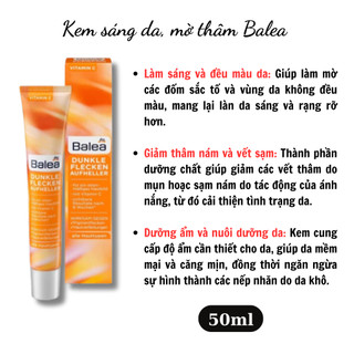 Kem sáng da, mờ thâm Balea Dunkle Flecken Aufheller 50ML