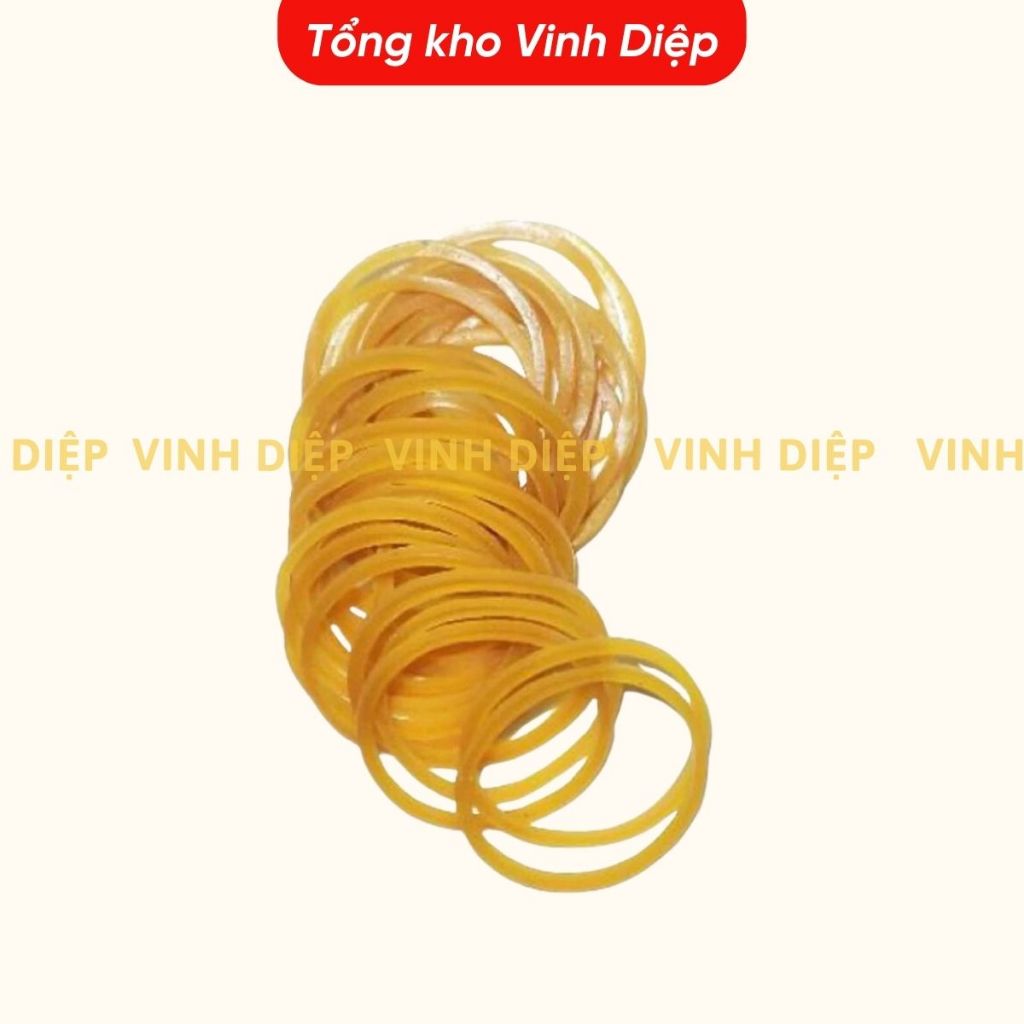 .100g dây chun nịt, vòng chun buộc cao su màu vàng dai đủ kích cỡ