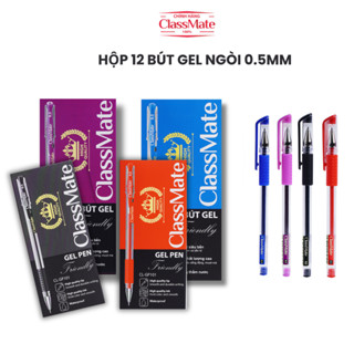 Hộp 12 Bút Mực CLASSMATE Ngòi 0.5mm, Bút Mực Gel Màu Xanh Đen Tím Đỏ Dành Cho Học Sinh, Văn Phòng CL-GP101