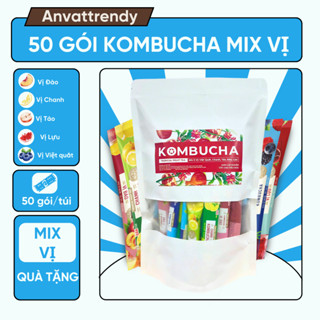 [TẶNG BÌNH] Trà Kombucha Túi 50 Gói Mix Vị Giảm Cân Giàu Lợi Khuẩn, Đẹp Dáng Đẹp Da, Không Đường