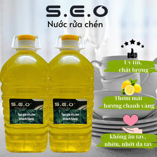  5L Nước rửa chén bát rẻ tiền - Chuyên dụng nhà hàng quán ăn - S.E.O - Hương chanh vàng tươi 