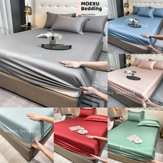 Bộ Ga Phi Lụa Thun Lạnh Bo Chun , Lụa Mềm Mịn Thoáng Mát , Hoạ Tiết Trơn Nhiều Tông Màu Hót Hít