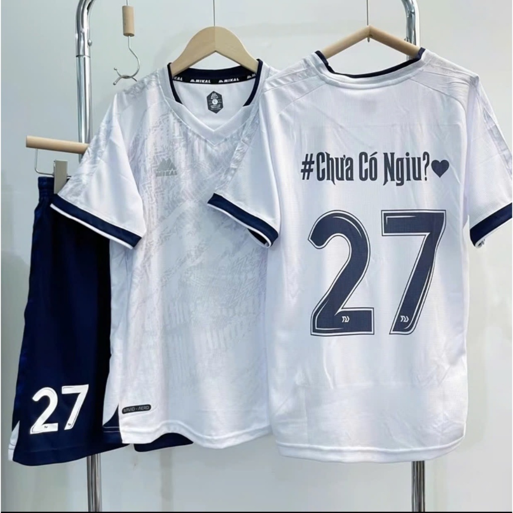 Áo Đá Bóng, Đồ Đá Banh Không Mk Màu Trắng Sữa Có In Tên Số - Sport Shop