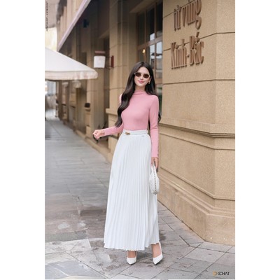 Chân Váy 𝐂𝐂𝐇𝐀𝐓 Xếp Ly Quạt Maxi Chất Mango Cao Cấp Thanh Lịch 13CDE2021LT