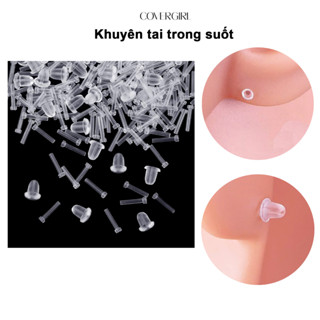 COVERGIRL - Set 25 Cặp (25 Khuyên Tai + 25 Chốt) Khuyên Tai Trong Suốt Giữ Lỗ Tai, Chống Dị Ứng