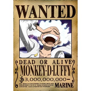 Poster lệnh truy nã One Piece Luffy Gear 5 Mới Nhất - Áp Wanted Vintage Retro dán tường phòng anime