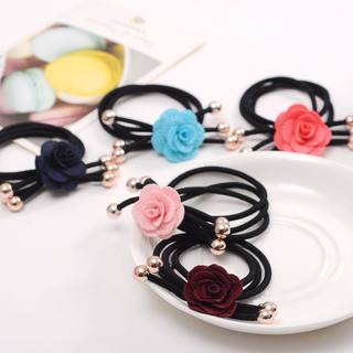 PKT962024 - Sỉ 10 buộc tóc hoa hồng bằng vải trơn nhiều màu