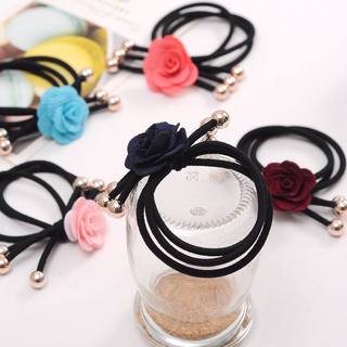 PKT962024 - Sỉ 10 buộc tóc hoa hồng bằng vải trơn nhiều màu