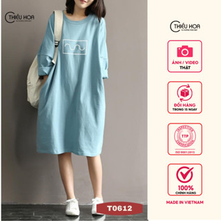 Đầm trung niên form rộng thoải mái, trẻ trung năng động, chất liệu thun mềm mịn Thiều Hoa T0612