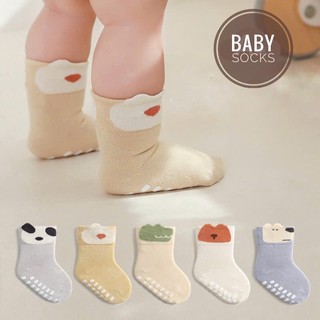 Set 5 Đôi Tất/Vớ Chống Trơn Trượt Cho Bé Sơ Sinh Hình Mặt Thú Đáng Yêu SS34