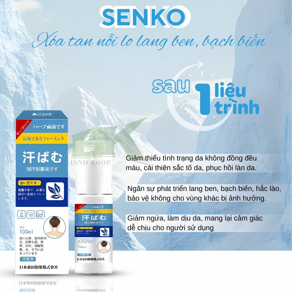 Xịt Bạch Biến Thảo Dược Cổ Truyền Nhật Bản SENKO Giảm Đốm Trắng Bạch Biến, Hắc Lào, Lang Ben, Viêm Da Cơ Địa | BK INNO