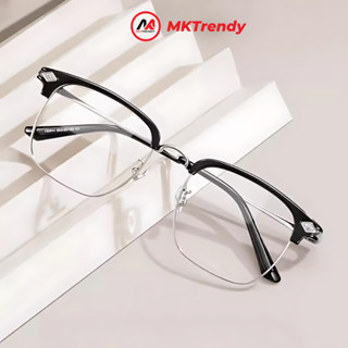  Kính đổi màu MKTRENDY nam nữ thời trang gọng kim loại nửa viền chống tia UV chống ánh sáng xanh X9 