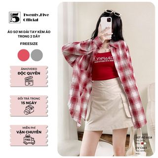 Áo sơ mi dài tay kèm áo trong 2 dây Twenty.5- 6118