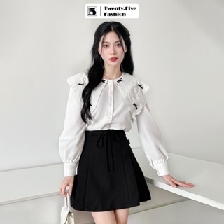 Chân váy nữ Twentyfive dáng A ngắn xếp ly sườn phối dây thắt eo, có lót quần CH10