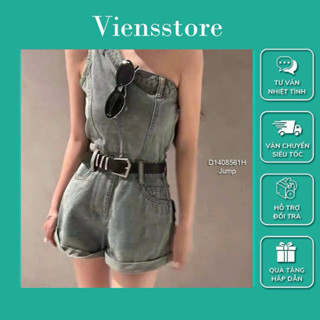 Jumpsuit jean 1 vai săn lai sang trọng VIENS STORE