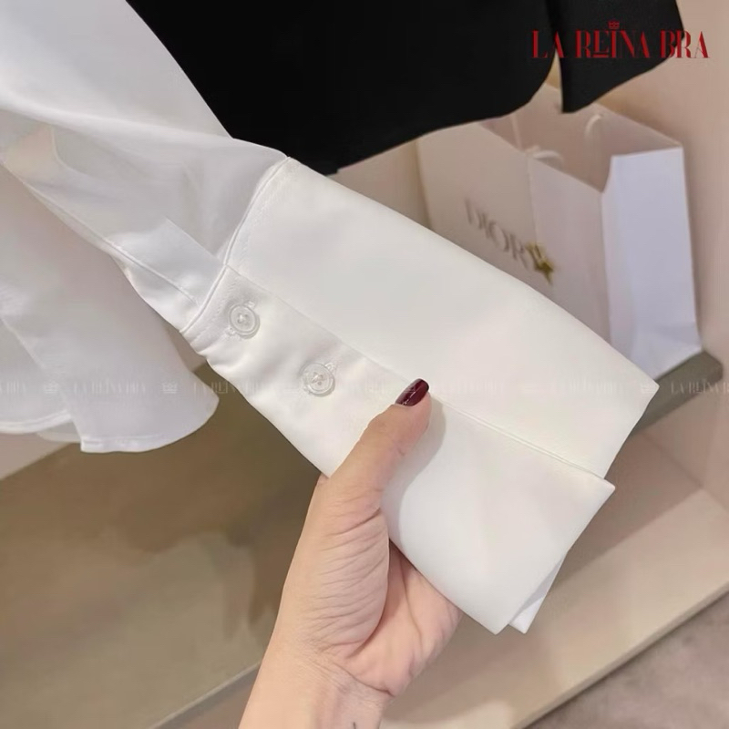 Áo sơ mi nữ Lụa Ngọc, áo sơ mi lụa trơn tay dài suông rộng ống tay loe | BigBuy360 - bigbuy360.vn