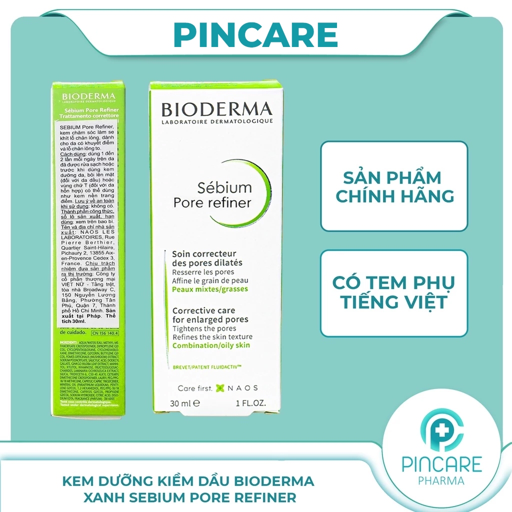 Kem dưỡng kiềm dầu, se khít lỗ chân lông Bioderma xanh Sebium Pore Refiner 30ml - Hàng chính hãng - PINCARE