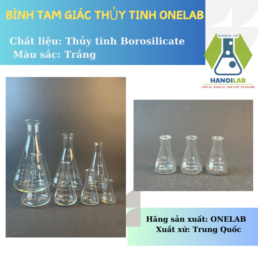 Bình tam giác thủy tinh Onelab kích thước 50ml - 500ml- YTHN