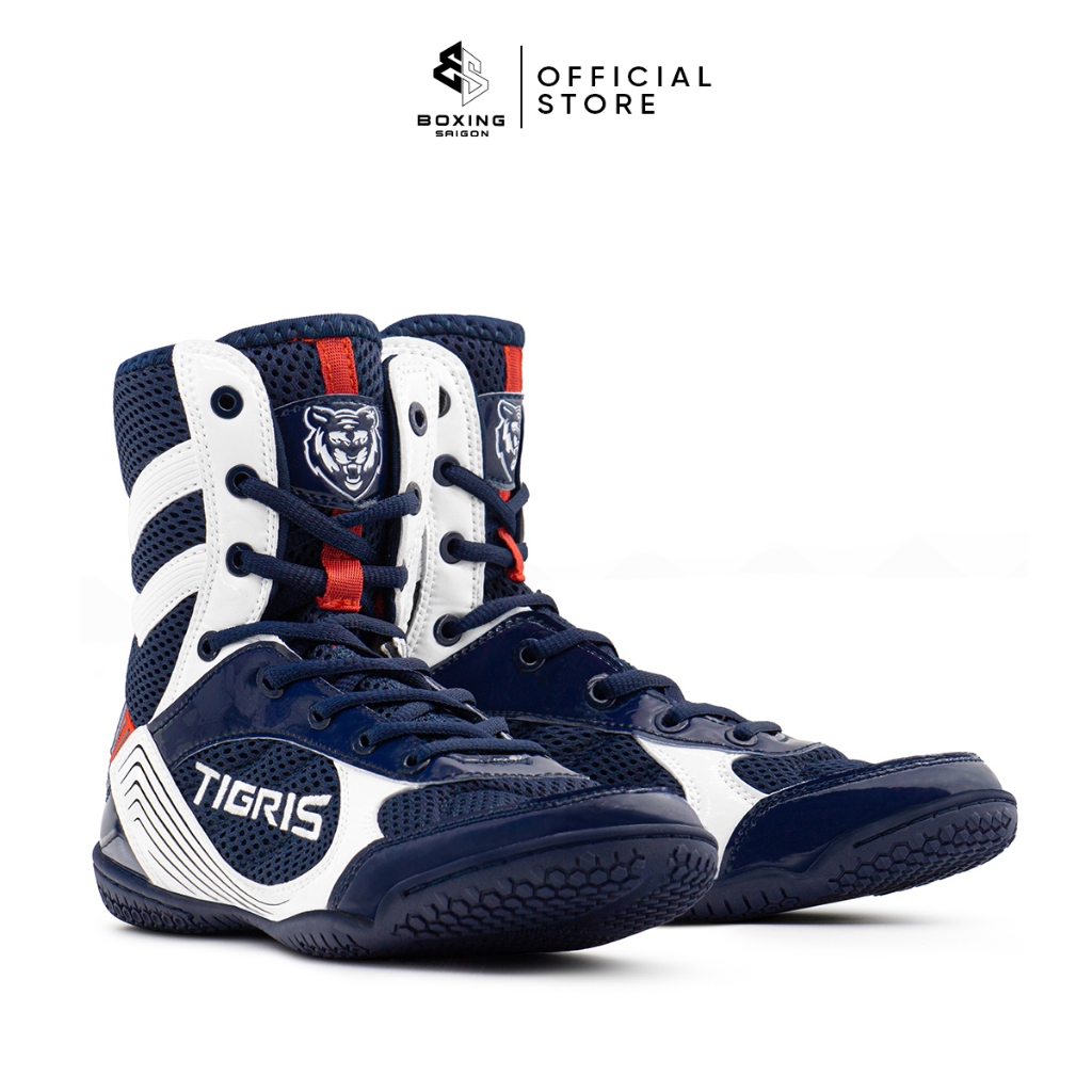 Giày Boxing Tigris High-Top Professional Training Shoes - Navy/White