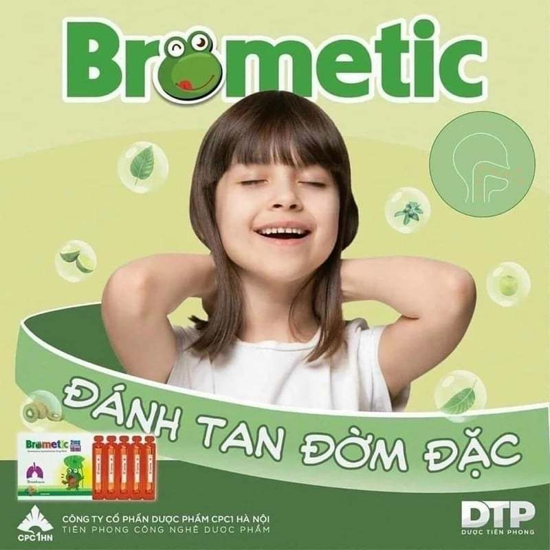 Siro loãng đờm, giảm ho - Ống uống long đờm đặc Brometic cho trẻ em và người lớn - Chiết xuất thiên nhiên - Ống 10ml