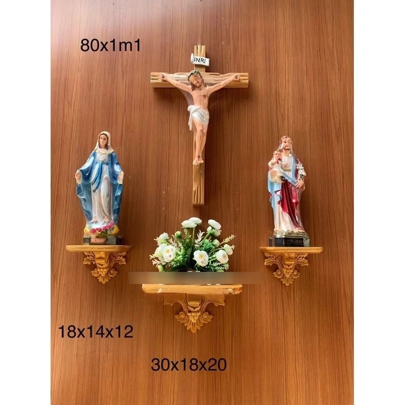 [Trọn bộ ] bàn thờ chúa bằng gỗ | kệ gỗ công giáo tượng composit | bệ treo tường