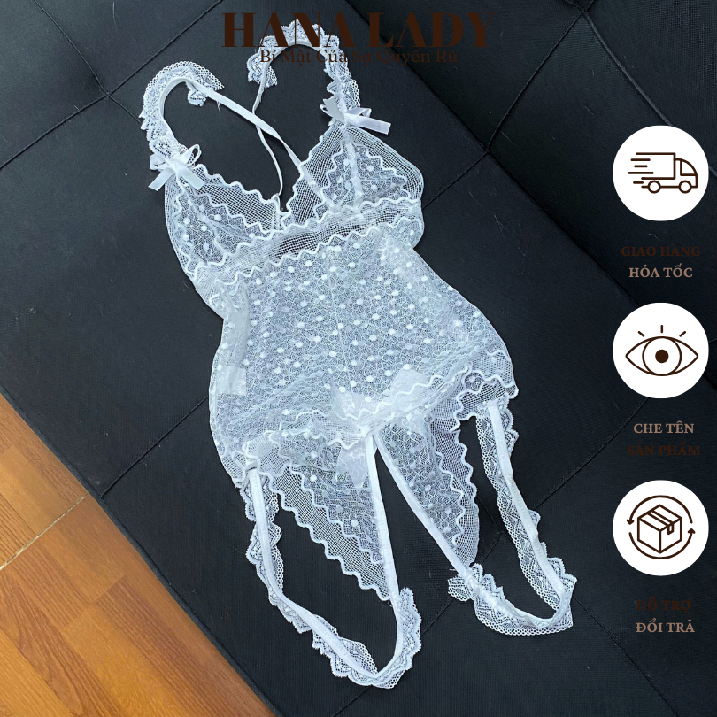 Đồ ngủ bodysuit ren bèo xuyên thấu hở đáy khiêu gợi sexy VN548 | BigBuy360 - bigbuy360.vn