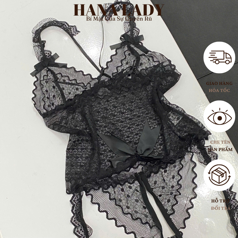 Đồ ngủ bodysuit ren bèo xuyên thấu hở đáy khiêu gợi sexy VN548 | BigBuy360 - bigbuy360.vn