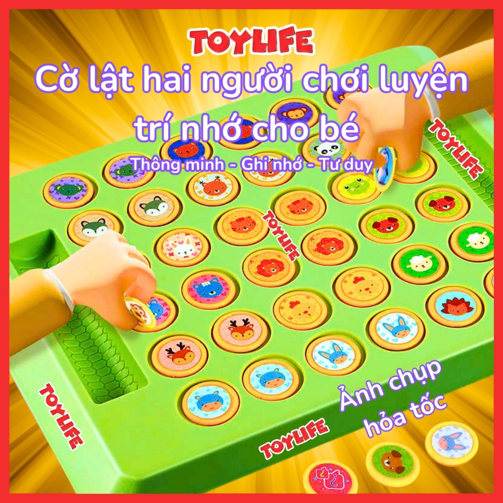 Cờ lật hai người chơi luyện trí nhớ cho bé cờ lật ghi nhớ cờ trí nhớ màu sắc thông minh cho trẻ em TOYLIFE