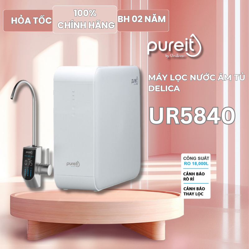 Máy lọc nước Unilever Pureit Delica UR5840, âm tủ bếp, công suất lõi RO cực đại 5.