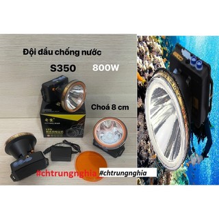 ĐÈN PIN ĐỘI ĐẦU LED SIẾU SÁNG CHỐNG NƯỚC S350 800W - LẶN SÂU TÍCH HỢP ÁNH SÁNG VÀNG