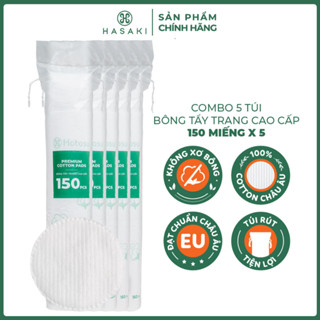 Combo 5 Bông Tẩy Trang Hotosu Cao Cấp 150 Miếng Premium Cotton Pads Hasaki Sản Phẩm Chính Hãng