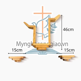  Bộ Kệ Gỗ Tay Nến  Không kèm tượng Chúa  | Bộ bàn thờ Chúa bằng gỗ kệ gỗ Công Giáo treo tường lắp phòng khách gỗ pơ mu 