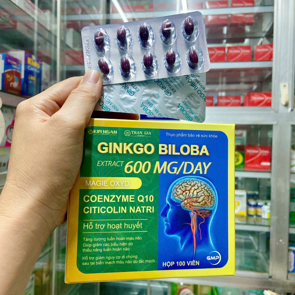 GINKGO BIBOBA 600mg bổ sung dưỡng chất cho não giúp tăng cường tuần hoàn não giảm đau đầu, mất ngủ