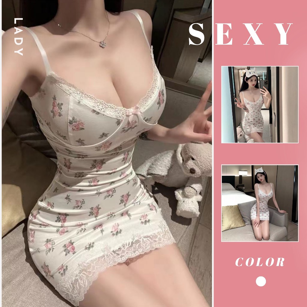 Váy Ngủ 2 Dây Viền Hoa Nhí Gợi Cảm DN58, Đồ Ngủ Nữ Bó Sát Ren Hoa Nhí Có Mút Sexy Quyến Rũ | BigBuy360 - bigbuy360.vn