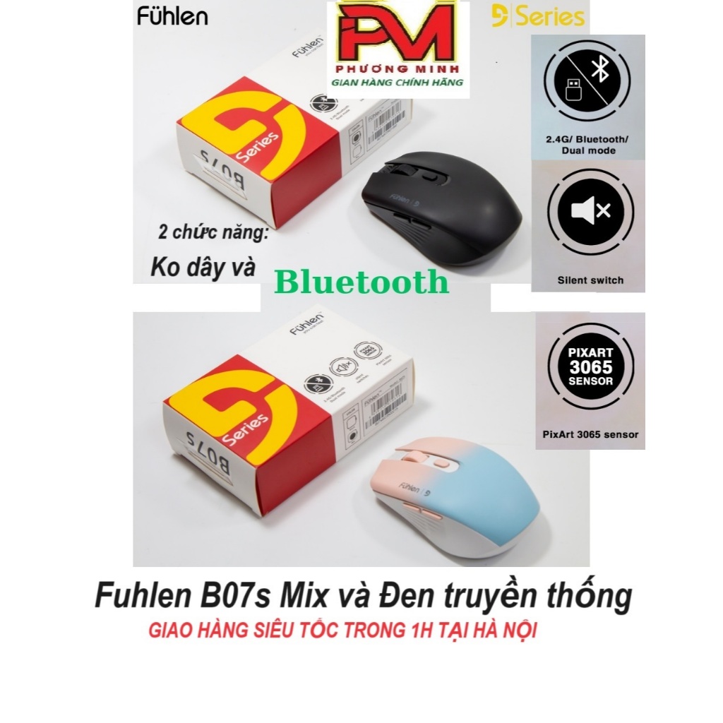 [Hàng chính hãng] Chuột Không dây 2.4G Và Bluetooth Fuhlen B07s - Silent switch click, DPI 1600 - Gi