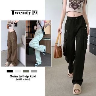 Quần Kaki Túi Hộp Nữ Ống Rộng Cạp Cao Dáng Dài, Quần Túi Hộp Nữ Ống Suông Dày Dặn M888