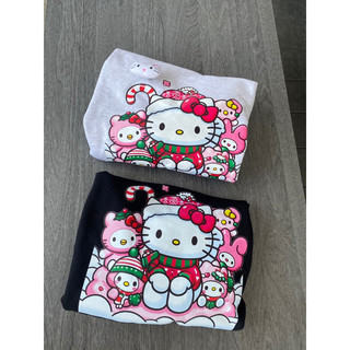 Áo sweater Hello Kitty Noel Có kèm gấu nỉ from rộng xám - đen Fennik.studio