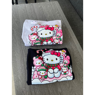 Áo sweater Hello Kitty Noel Có kèm gấu nỉ from rộng xám - đen Fennik.studio