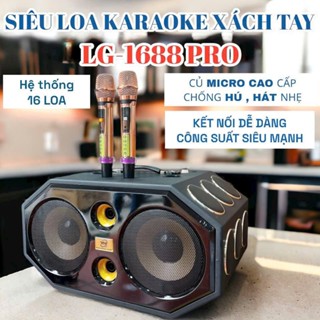 Loa Karaoke Xách Tay LG-1688 Pro, 16 Đường Tiếng Bass 20 Sub Siêu Trầm Loa Kèm 2 Mic, 12 Loa Kép Công Suất Lớn 1200W