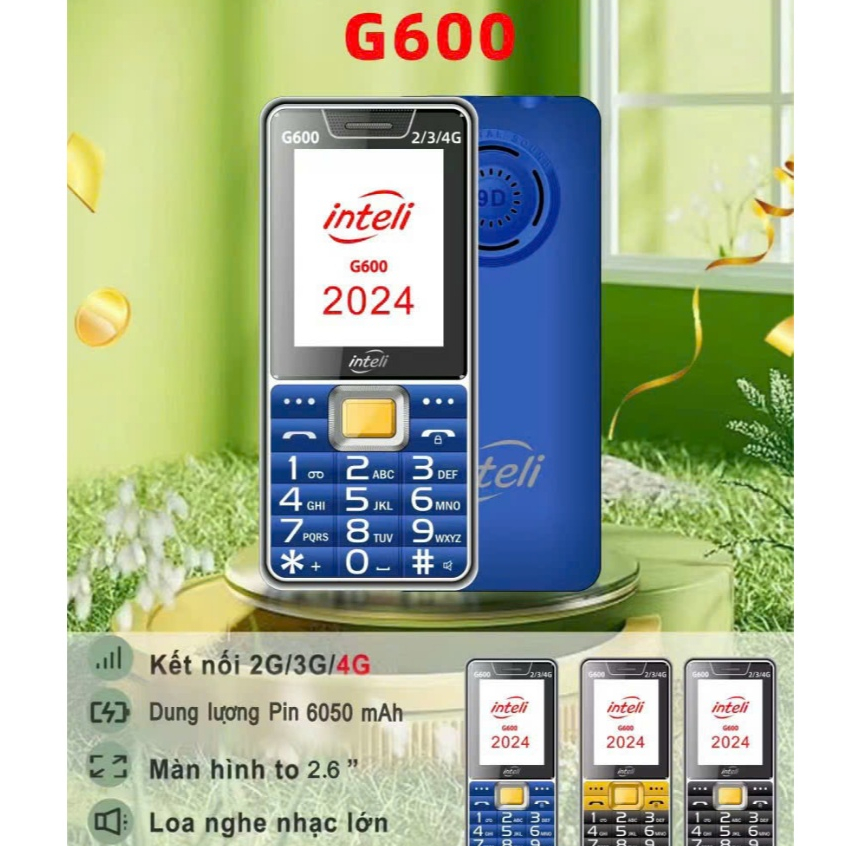 Điện thoại inteli G600 (Máy Dùng Sim Viettel), loa to, 2 đèn pin siêu sáng, có đài FM, tích hợp khe 