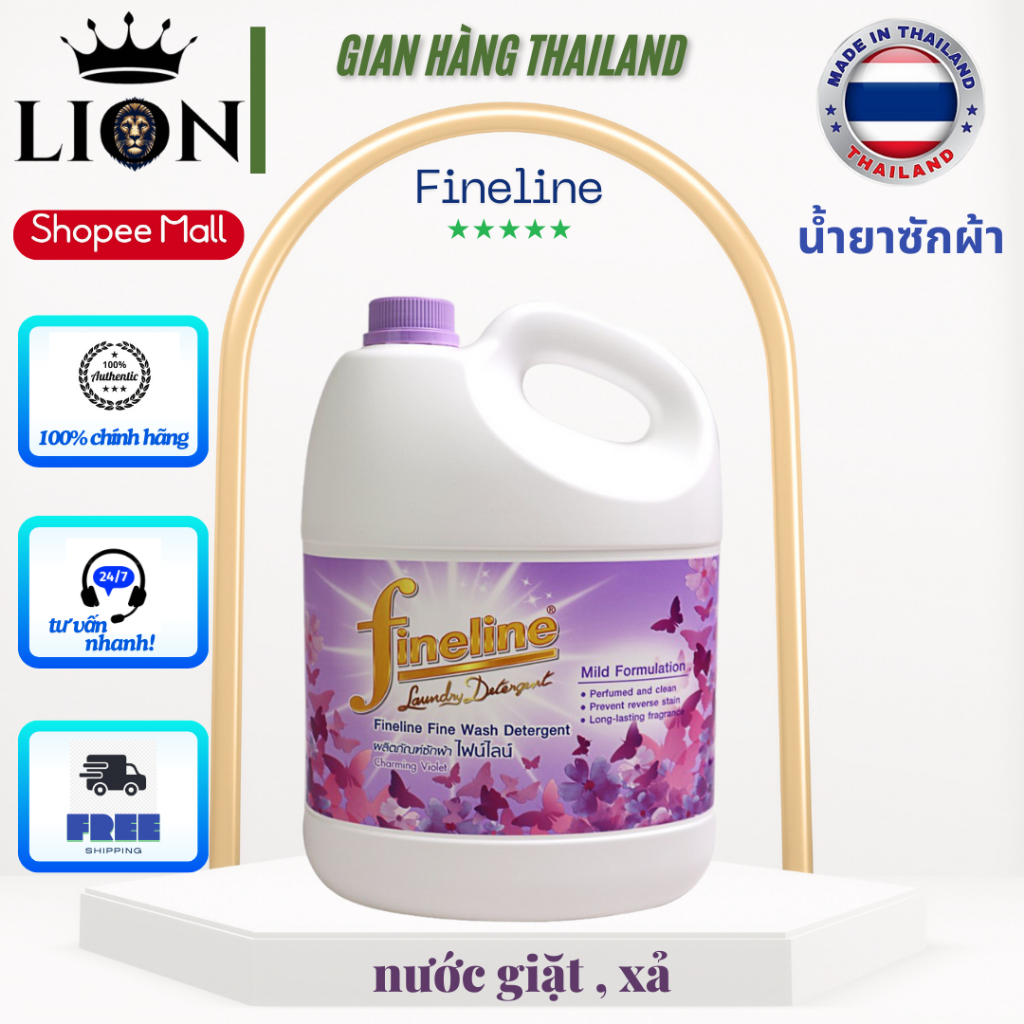 Nước Giặt Fineline Thái Lan Can tím 3000ml hương hoa violet - Nước Giặt Xả Quần Áo Chính Hãng