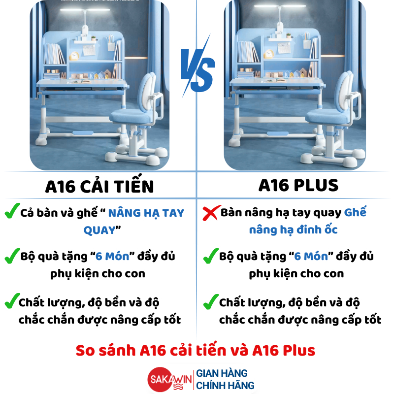 Bộ bàn học chống gù Sakawin A16 Cải Tiến, bàn học cho bé có giá sách, bàn học sinh nâng hạ độ cao | BigBuy360 - bigbuy360.vn