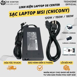 Sạc Laptop MSI Chicony, 19.5V 20V 6.15A/7.7A/9A/9.23A 120W 150W 180W, Chân to Chân nhỏ, Sạc MSI, Sạc laptop, BH 12 THÁNG