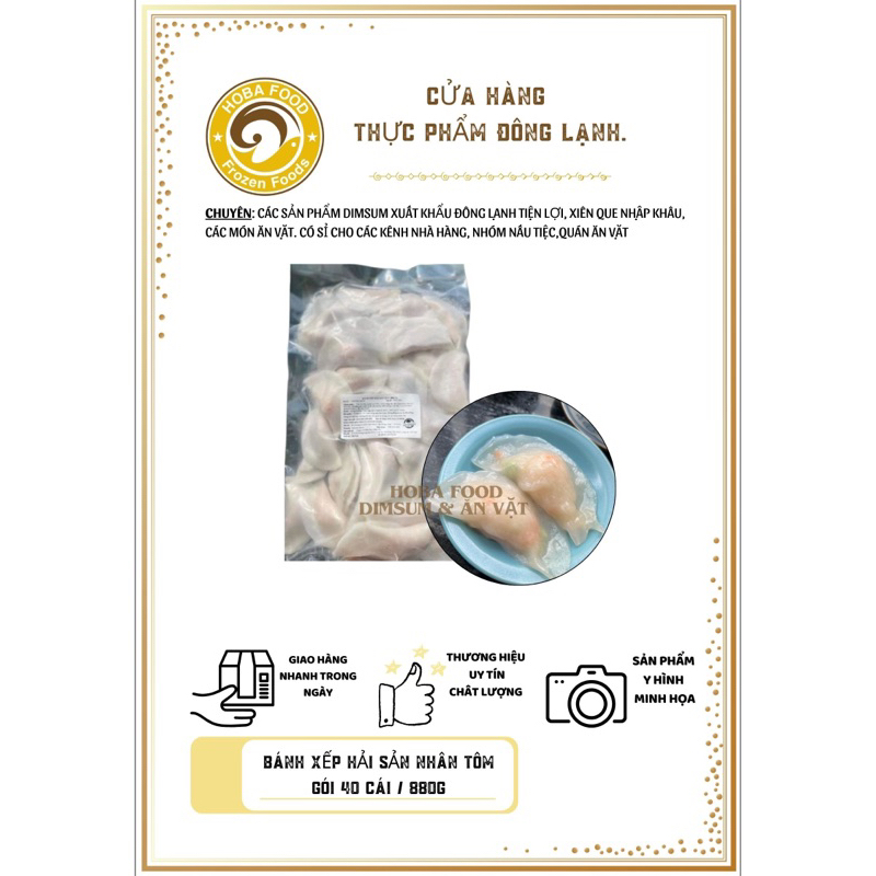 Bánh Xếp Hải Sản nhân Tôm, dimsum  Bamboo nhân tươi ngọt vỏ mỏng dai có kèm tương chấm,gói 880g 40c.