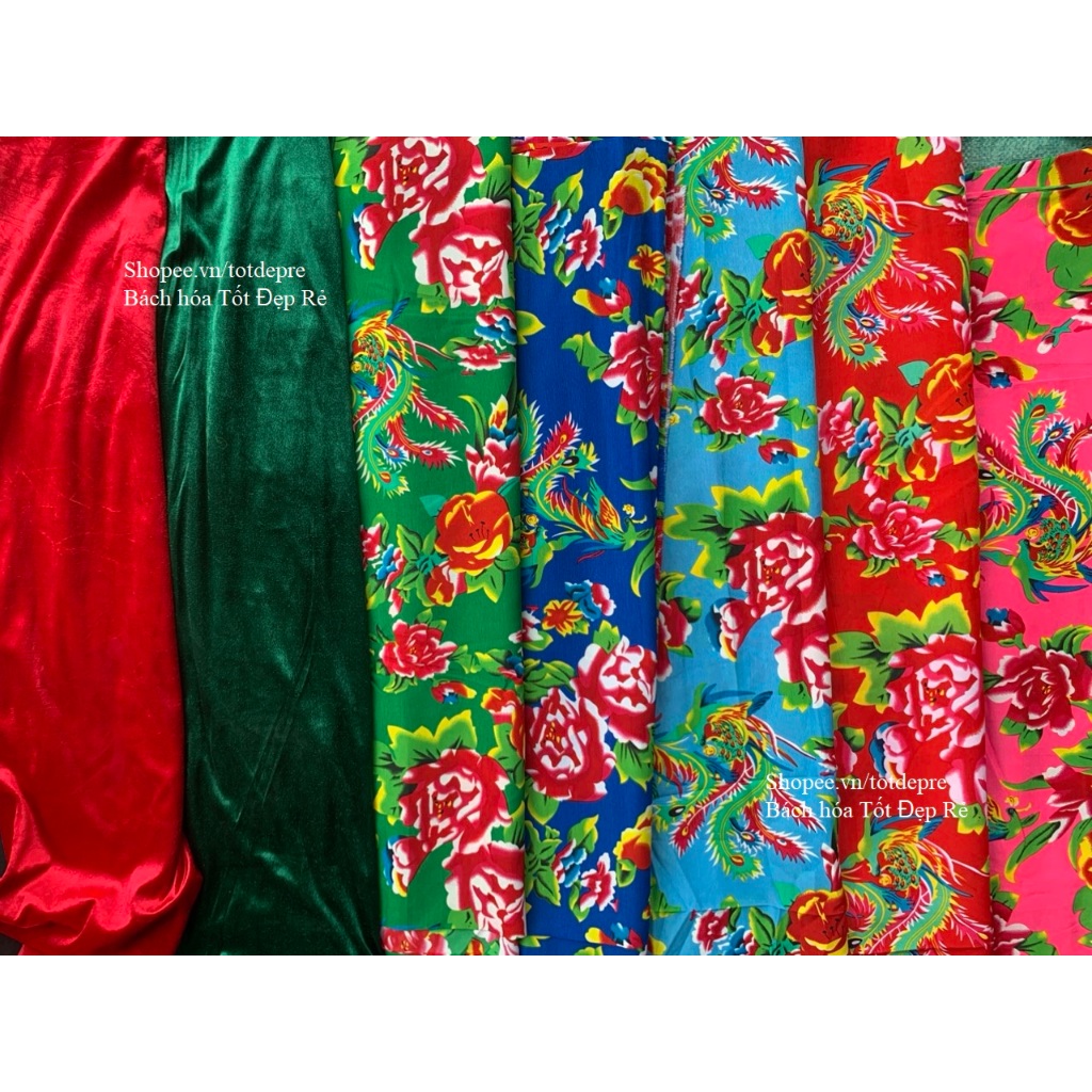 Vải con công trang trí , vải nhung đỏ Tết lễ hội Trung thu