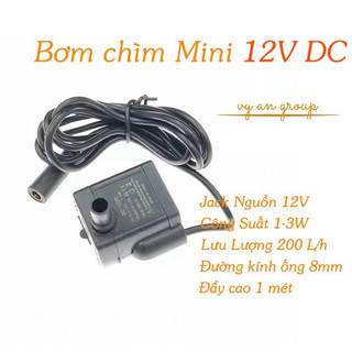  Bơm Chìm Mini 12V - 3W lưu lượng nước 200L h - Không Chổi Than Không Ồn 