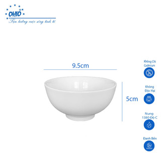 Bát Chè 9.5 cm Sứ Trắng OHIO