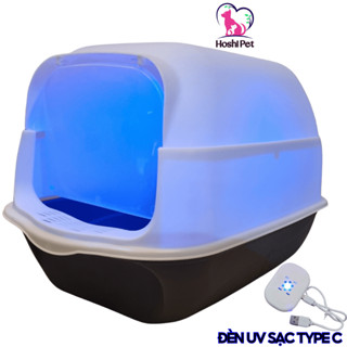 Nhà Vệ Sinh Mèo Có Tia Khử Khuẩn UV, Bồn Vệ Sinh Cho Mèo Hoshi Pet NVS03