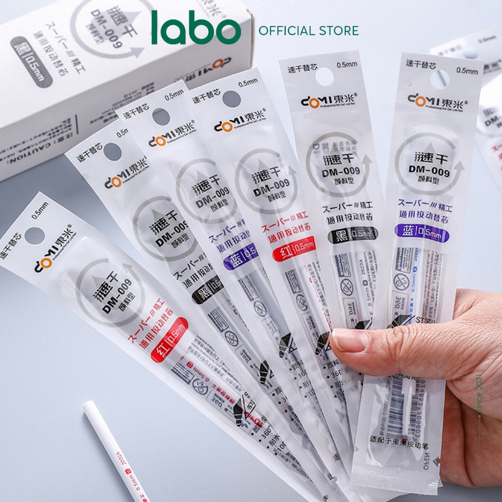 Ngòi Bút Gel 0.5mm Mực Đen Xanh Đỏ Thay Thế Cho Bút Bấm Kaco Deli Domi