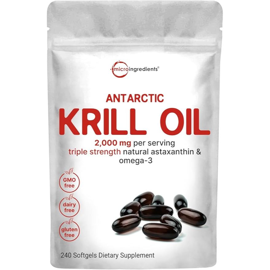 Viên Uống Dầu Nhuyễn Thể Hỗ Trợ Tim Mạch, Thị Lực Và Trí Nhớ Micro Ingredients Antarctic Krill Oil 2000mg 240 viên